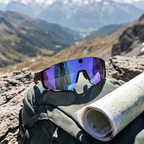 Seeit Explorer Edition on a summit with trail map