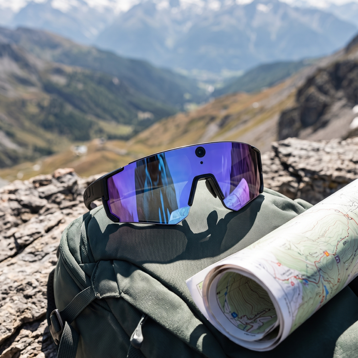 Seeit Explorer Edition on a summit with trail map