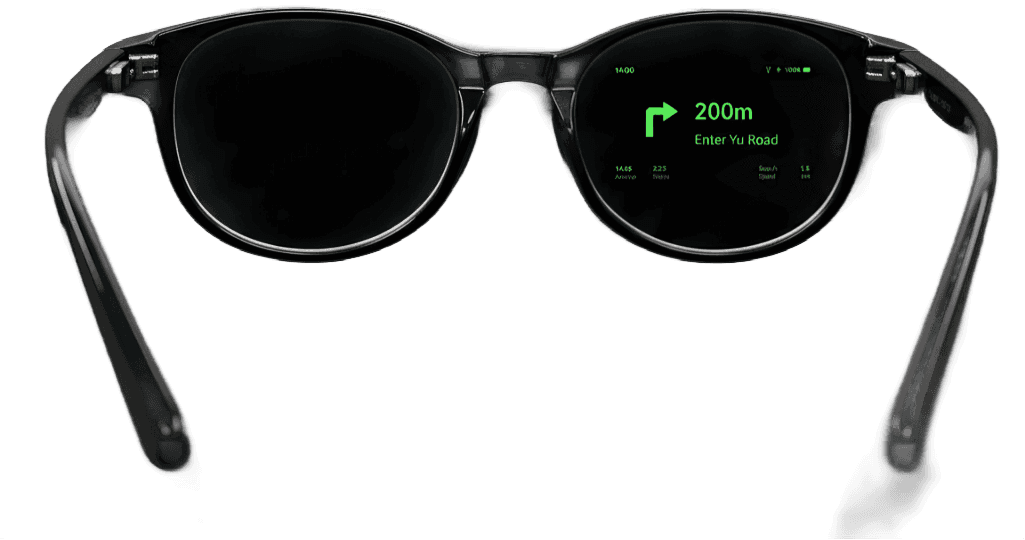Research Edition waveguide display with green dot-matrix navigation